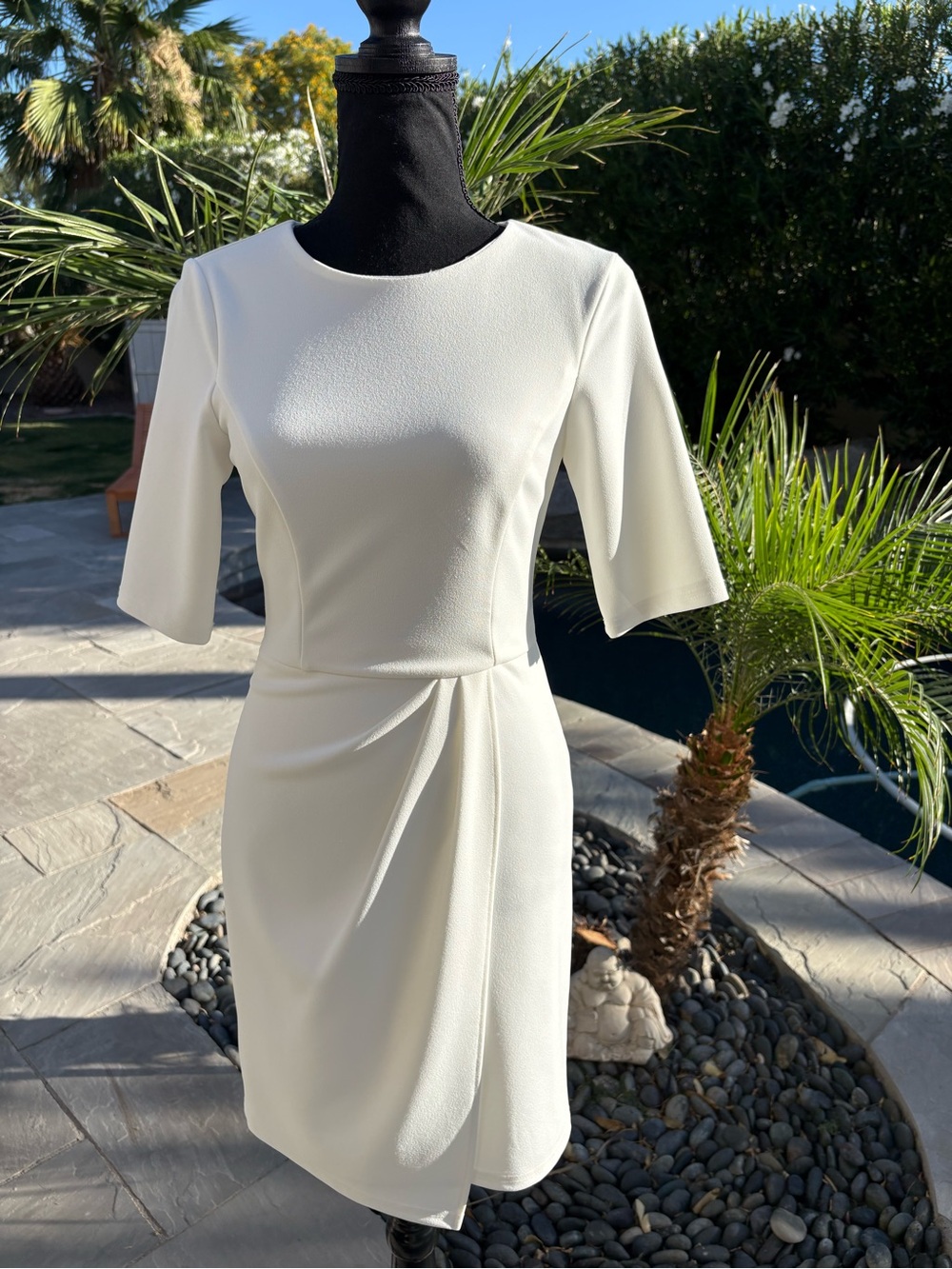Lulu's Ivory Short Sleeve Midi Sheath Dress